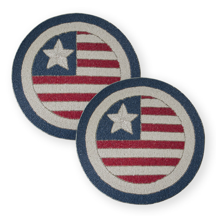 Decozen USA Flag Design Red White Blue Patriotic Beaded Placemats Wayfair